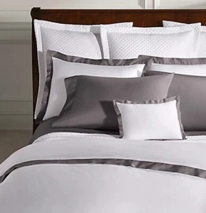 RALPH LAUREN $185 Organic Cotton Sateen Border European Sham True Graphite 624TC - Picture 1 of 8