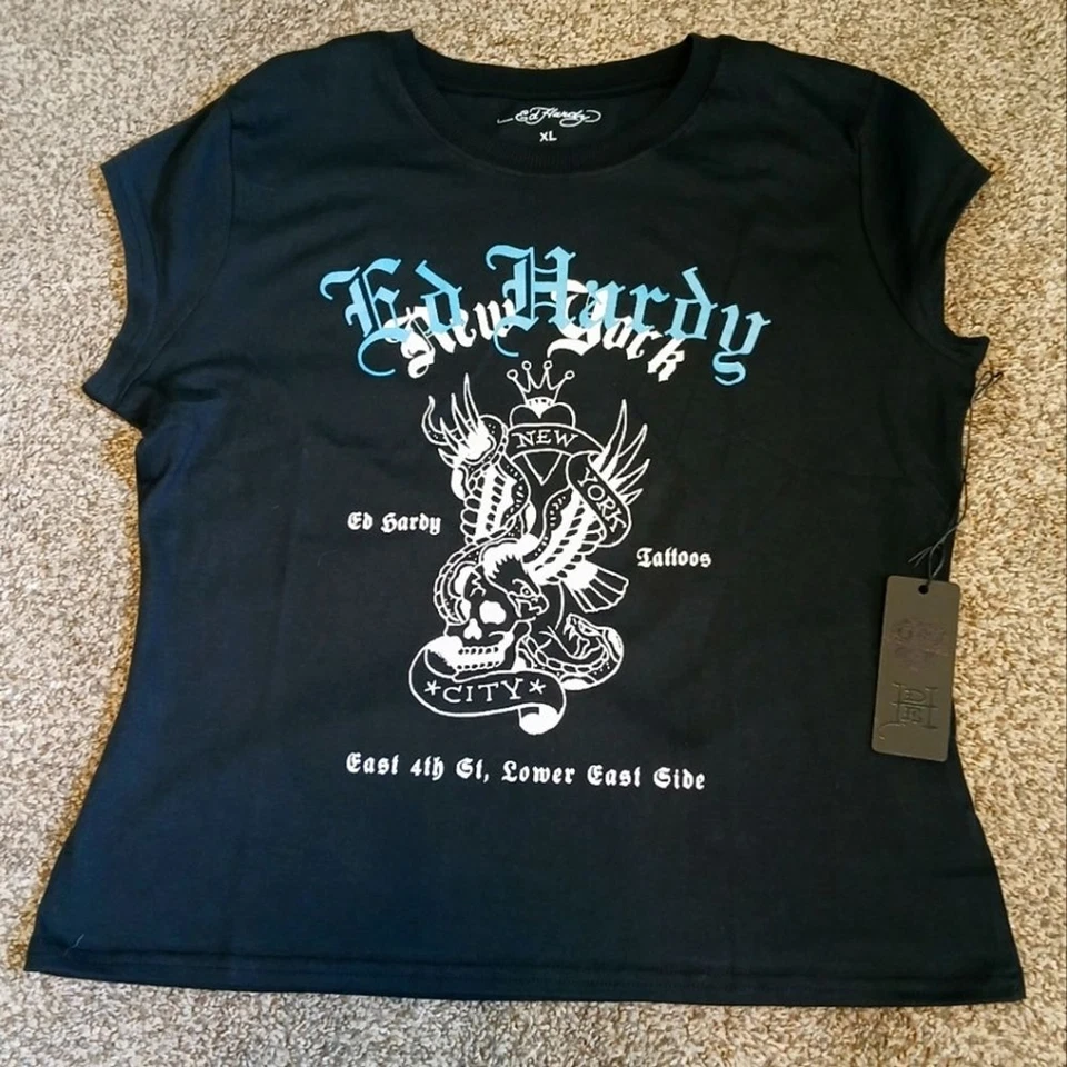 Ed Hardy Graphic Print T-Shirt Girls Size XL (NWT) - Image 1 of 4