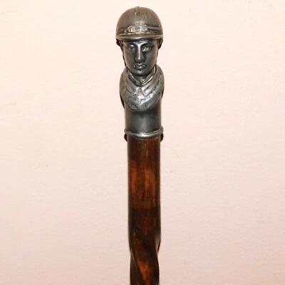 Raro bastón victoriano de finales del siglo XIX con remate de jockey de peltre fundido Foto 1 de 4