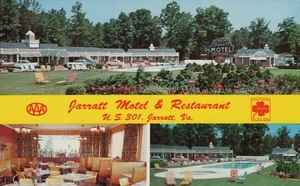 Jarratt Motel and Restaurant Jarratt Virginia Swimming Pool Multiview Postcard - Picture 1 of 2