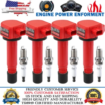 4 Pack Performance Ignition Coil & Spark Plug For 2006-2011 Honda Civic 1.8L I4 - Изображение 1 из 4