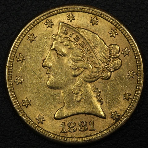1881 $5 Five Dollar Liberty Head Gold Half Eagle Cover