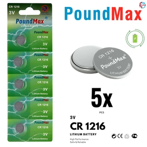 5 X PoundMax 1216 CR1216 DL1216 KCR1216, BR1216 3V Lithium Coin Cell Battery - Picture 1 of 6