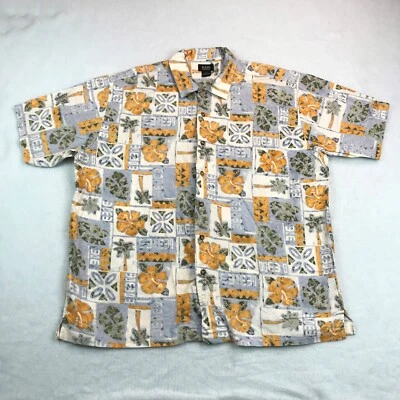 G. Bass & Co. Camisa Para Hombre XL Azul Amarillo Aloha Camp Hawaiana Floral Informal Foto 1 de 4