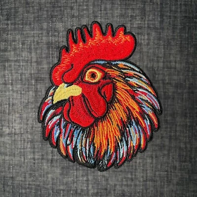 Rooster Cock Hen Fowl Chicken Chook 100% Embroidered Patch Badge Motif Iron-On - Image 1 of 2