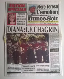 FRANCE-SOIR du 06/09/1997 - Obsèques de DIANA / LA MORT DE MERE TERESA - Photo 1/11