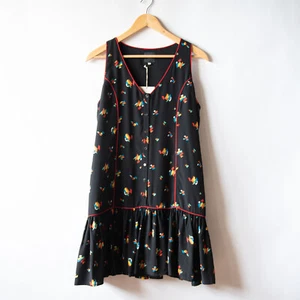 Idano Paris Silk Jacotte Button Front Drop Waist Mini Dress NWT US 6-10 (Fr 3) - Picture 1 of 13