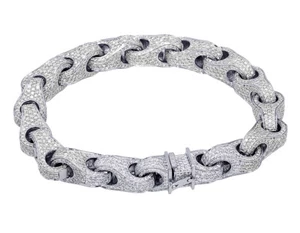 Anchor Link 21CT Real Diamond Bracelet 10K White Gold 10MM 8.5" - Picture 1 of 3
