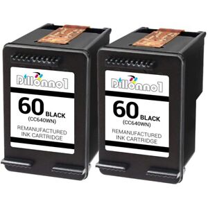 2-pk #60 Black Cartridges For HP Photosmart C4685 C4690 C4700 C4740 C4750 C4780