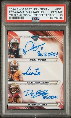 2024 Bowman's Best U - Fifita/Iamaleava/Uiagalelei Triple Auto /5 - PSA 10 POP 1 - Image 1 of 2