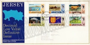 ADDRESSED Jersey FDC First Day Cover 1971 DEFINITIVE ISSUE ½p-3p - Picture 1 of 1