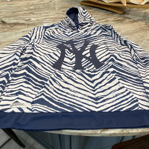 Rare MLB Zubaz New York Yankees Logo Hoody Hoodie Majestic Sz Mens XL Cover