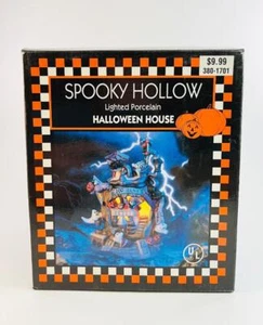 Spooky Hollow Lighted Porcelain Halloween House Decoration Blood Bank Box 1997 - Picture 1 of 6