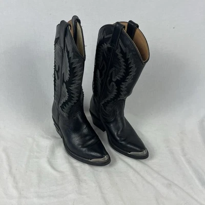 Vintage Harley-Davidson Botas de Cowboy Femininas Western Couro Preto 98420 Tamanho 5 M - Imagem 1 de 4