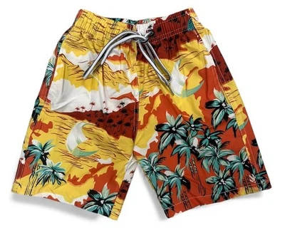 Boys Size 3-7 Yellow Tropical Palm Summer Board Shorts Swimmers Bathers Swimwear - Image 1 of 2