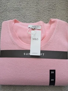 Ladies Marks & Spencer Supersoft Jumper Plus Size 20 NWT Light Pink - Picture 1 of 4