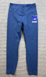 JoyLab Women's Size Medium High Rise Lace up Detail Ribbed 7/8 Leggings Blue - Picture 1 of 6