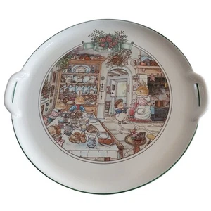 Vtg Villeroy & Boch Foxwood Tales Large Handled Round Cake Platter 11.5" - Picture 1 of 10