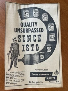 Lowe Brothers Paints 1958 Newspaper Ad Clipping Elkhart Indiana - Picture 1 of 5