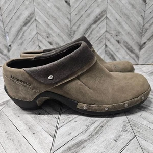 Merrell Drizzle Damen 10 braune Leder Clog Pantoletten Slipper Nieten J56086 - Bild 1 von 8