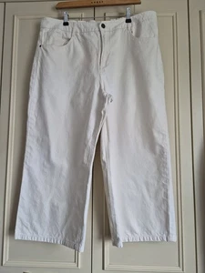 Seasalt Barnes Cropped Jeans, Ivory Wide Leg Organic Cotton Casual, Size UK 20 - Picture 1 of 6