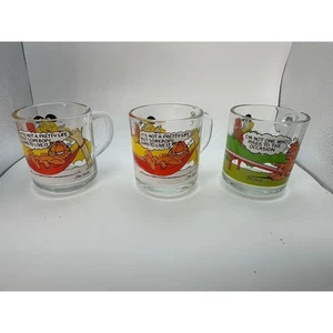Set of 3 McDonald's Garfield Glasses 1978 Jim Davis Collection Mugs Cups - Picture 1 of 13