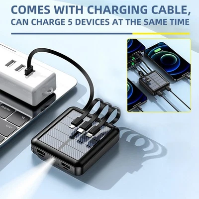 Cargador Portátil 10000000mAh Banco de Energía Solar Batería Externa con Linterna Foto 1 de 4