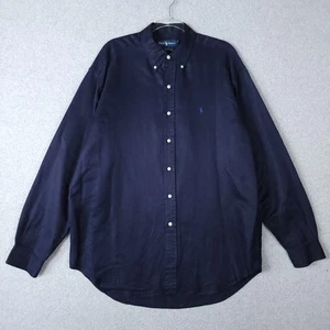 Ralph Lauren Hemd Herren Large Blau Seide Leinen Blake Langarm Button Down - Bild 1 von 8