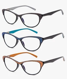 Paquete de 3 gafas de lectura 1,75 unidades bloqueo de luz azul elegante ojo de gato lectura por computadora - Imagen 1 de 9