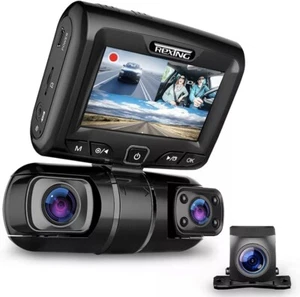REXING S1 Dash Cam 3-Channel Front,Rear,Cabin 1080P +1080p +1080p, 3” LCD - Picture 1 of 7