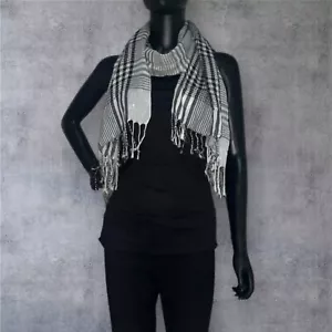 Pashmina Shawl, Scarf, Wrap - A Fashion Accessory - Black Grey & White - Picture 1 of 19