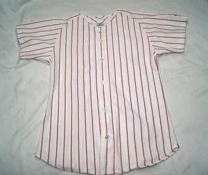 reebok baseball jersey men's small white w/ red pinstripes blank unmarked - Picture 1 of 10