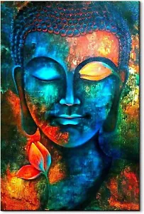Blue Buddha Wall Decor Colorful Abstract Decorative Art Print Poster 17 x 12 - Picture 1 of 1
