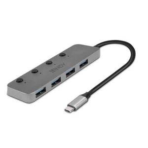 Lindy 43383 interface hub USB 3.2 Gen 1 (3.1 Gen 1) Type-C 5000 Mbit/s Grey - Picture 1 of 5