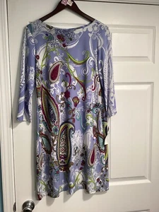 London Times Womens Dress Groovy s Style Retro Floral Look Size 12 Stretchy NWT - Picture 1 of 10