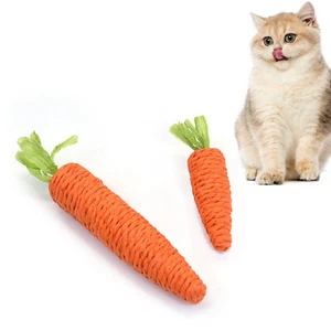 Cat Toy Carrot Self Pleasure Soothing Tool  Teeth Grinding    Sisal  Teasing - Picture 1 of 13