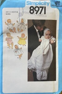 Vtg 70's Simplicity 8971 Babies Wardrobe Christening Gown sewing pattern sz 6 mo - Picture 1 of 2