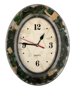 OROLOGIO OVALE DA PARETE MURO CON FIORI POT-POURRì CM 24,5 X 19 - Foto 1 di 1