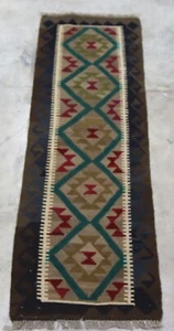 Original Afghan Handmade Tribal Geometric Wool Kilim Hall Runner Rugs 63x200cm - Picture 1 of 3