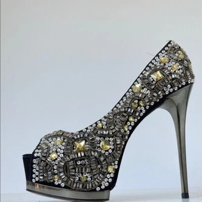 Туфли на шпильке ZiGiny Black Label Romi с бисером хрустальная платформа размер 8 гламурные - Изображение 1 из 4