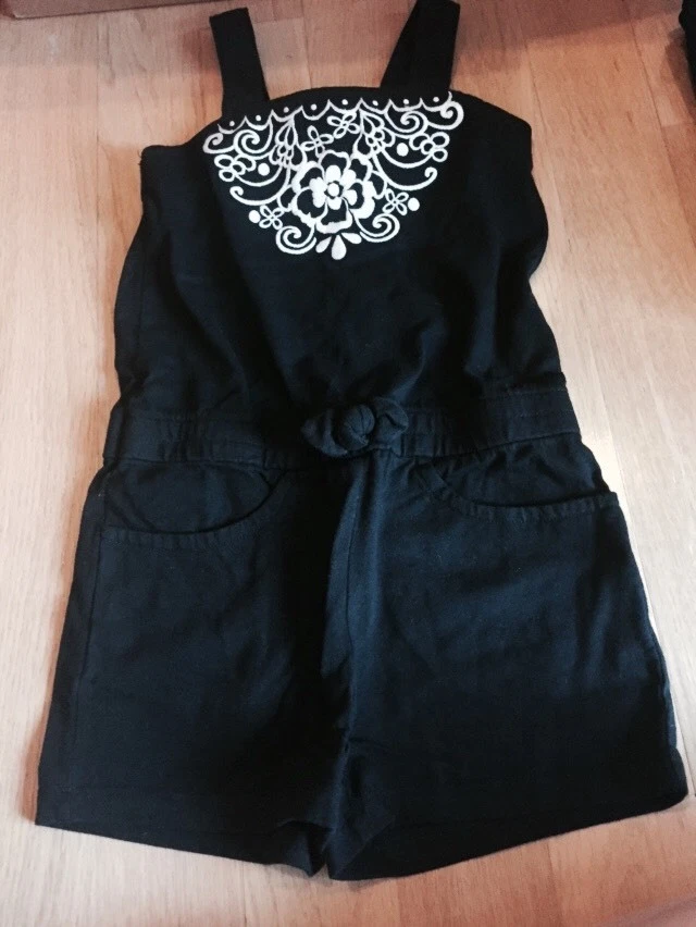 NWT Gymboree Girls Size 4 Black & White Embroidered Romper CLASSY Outfit - Image 1 of 1