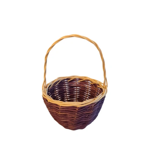 Small Hand Woven Handled Basket  Two-Toned Rattan Wicker FREE SHIP 3.75" Tall Cover