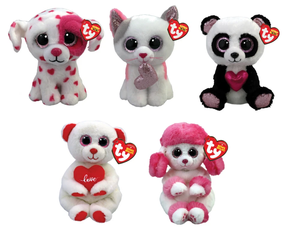TY BEANIE BABIES BELLIES VALENTINES 2023 SOFT PLUSH TOY ESME DESI BEAU BNWT - Image 1 of 1