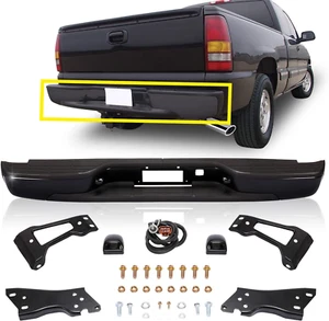 Rear Step Bumper Assembly Steel Bar W/Pad Black,1999-2007 Gmc/Silverado 1500 250 - Picture 1 of 10