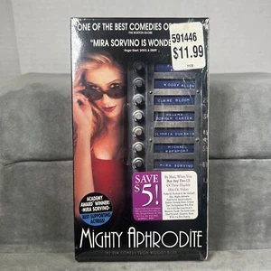 Mighty Aphrodite VHS VCR Movie Tape Woody Allen, Mira Sorvino Miramax - Foto 1 di 6