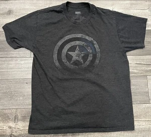 Marvel Captain America Shirt Mens Size Large Shield Logo Black & Gray Avengers - Picture 1 of 6