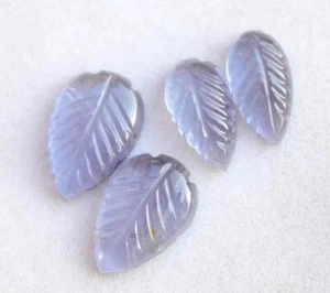 Natural Blue Iolite Leaf Carved Cab Cabochon 9.5*14 MM Oval 9.80 Carat - Picture 1 of 2