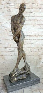 Figura Escultura Estatua Mármol Bronce Elegante Hombre Desnudo Raro Bronce Rodin Edad de Bronce - Imagen 1 de 7