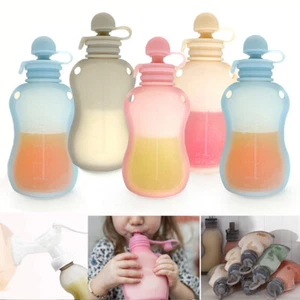 5PCS Silicone Reusable Breastmilk Baby Breast Milk Storage Bags Food Pouches AU - Picture 1 of 24