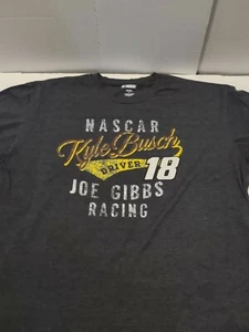 Kyle Busch #18 Gibbs Racing Nascar Charcoal Short Sleeve Mens T-Shirt Size XXL - Picture 1 of 5